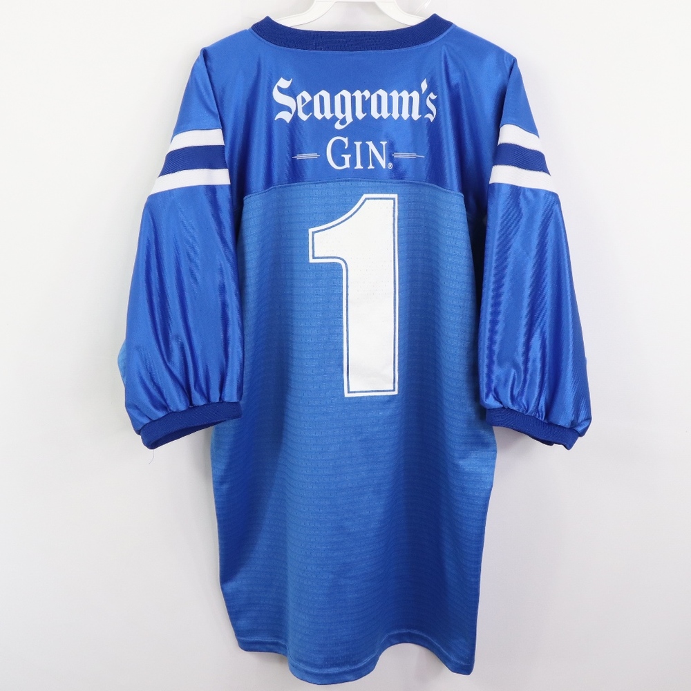 90s Mens XL Seagrams Gin Spell Out Football Jersey